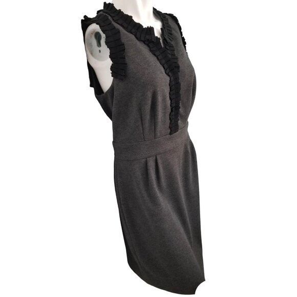 Just Taylor Ruffled Sheath Dress Sz 10 (Medium) Sleeveless Dress Gray - Picture 3 of 8